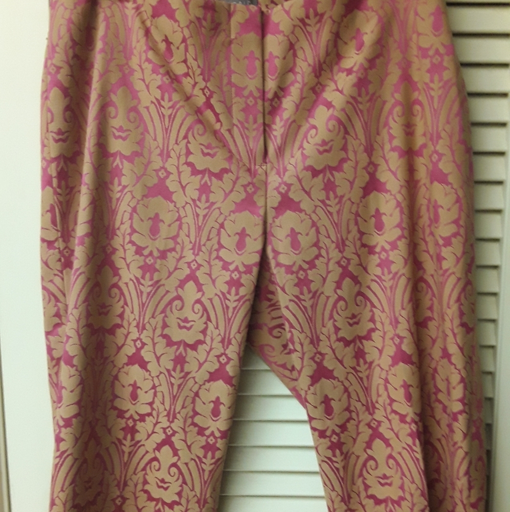 Sigrid Olsen 10 Pink Gold Tapestry Boho Pants